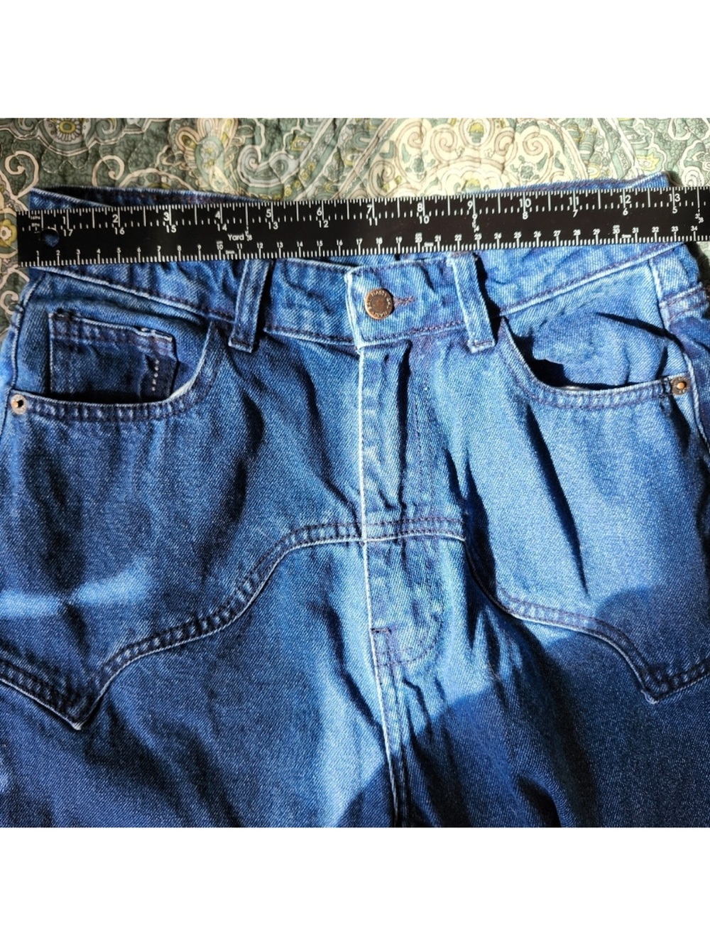 Nasty Gal Western Wide Leg High-Rise Denim Jeans - Dark Blue size 4 - Picture 7 of 9